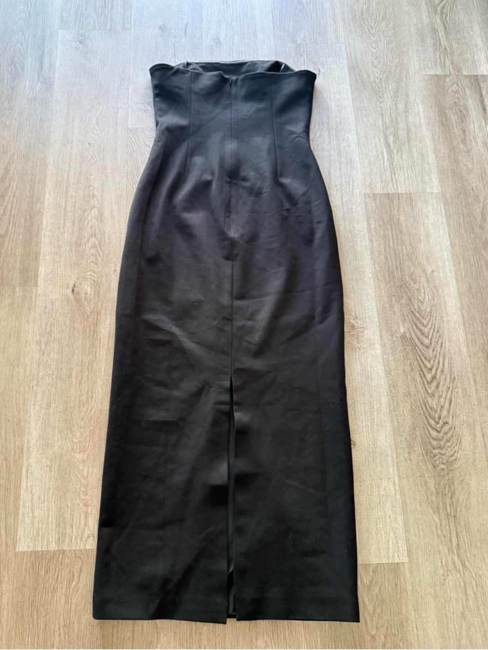 elliatt evee black 3d floral applique strapless fitted maxi dress LBD Large NEW - Picture 8 of 12